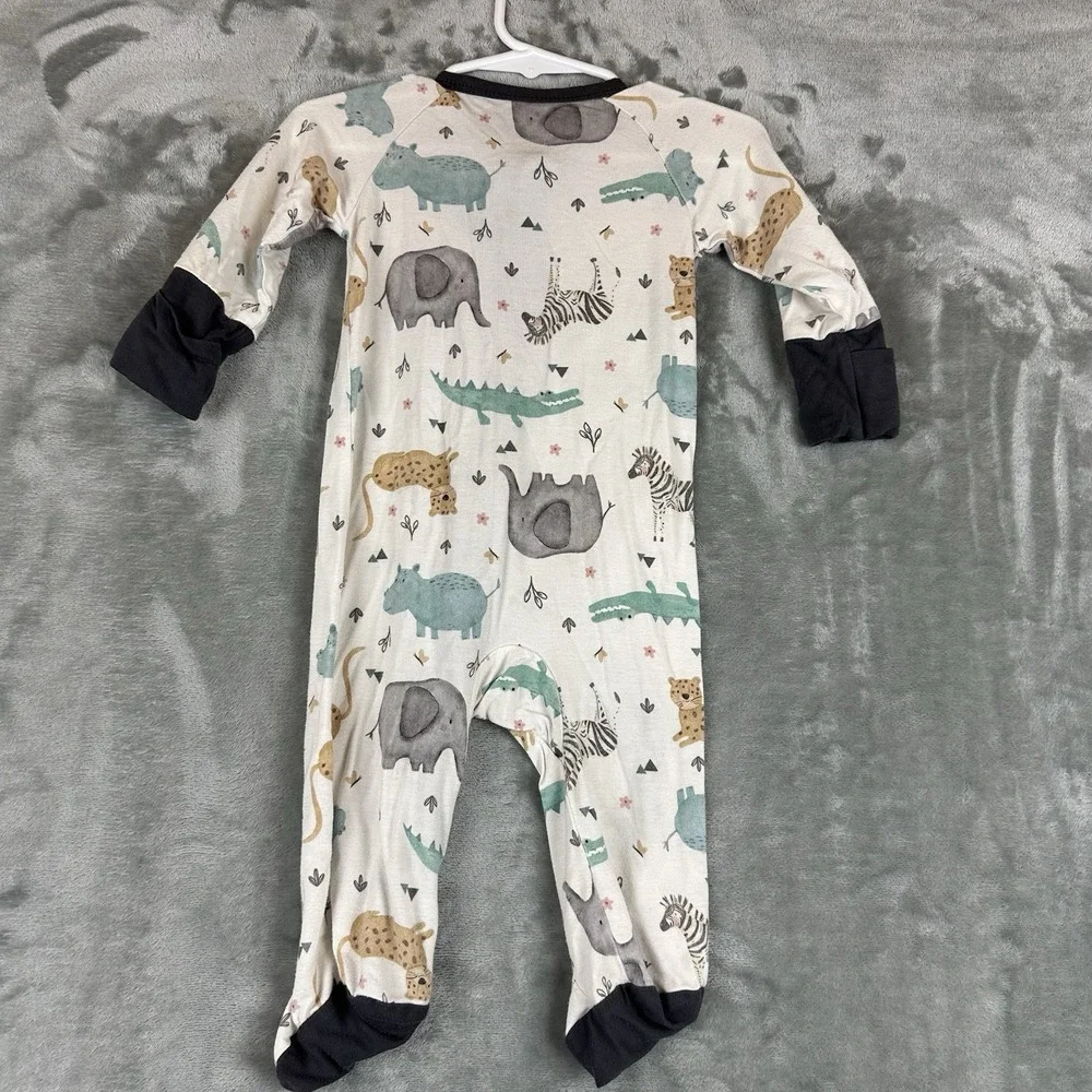 Aablexema Romper Footed Sleeper Pajamas 3-6 Months Jungle Flowers Bamboo Blend